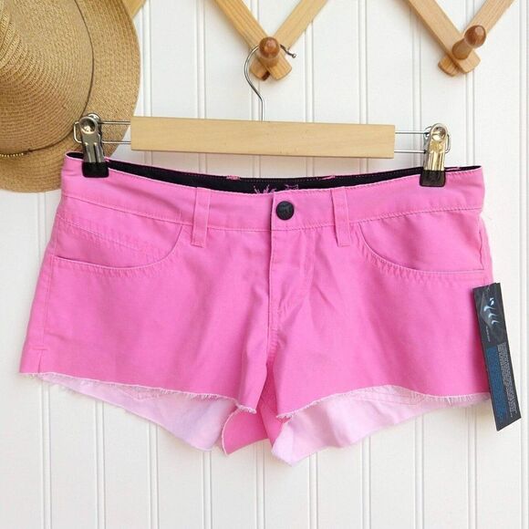 Fox Syren Boardie Board Shorts Size 1 NWT Hot Pink Cut Offs Neon Lilac Hot Pants - Picture 1 of 7